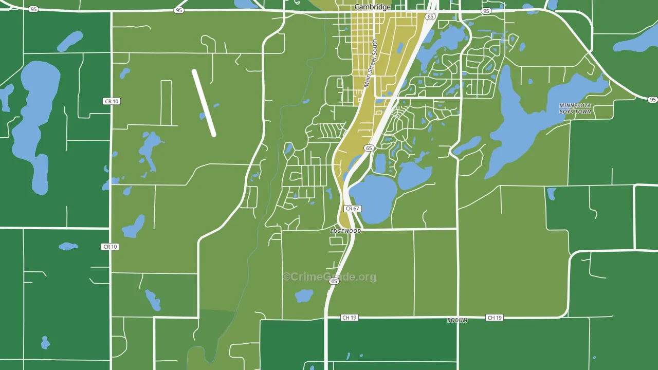 Edgewood, MN Map of Vehicle Theft Rates