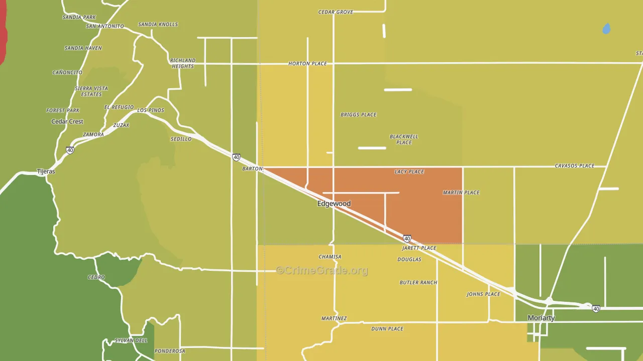 Edgewood, NM Map of Vehicle Theft Rates