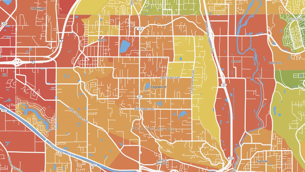 Edgewood, WA Map of Vehicle Theft Rates