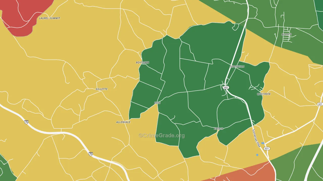 Edie, PA Map of Vehicle Theft Rates