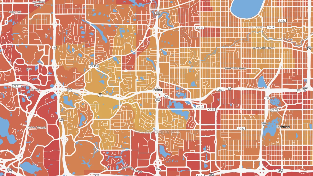 Edina, MN Map of Vehicle Theft Rates