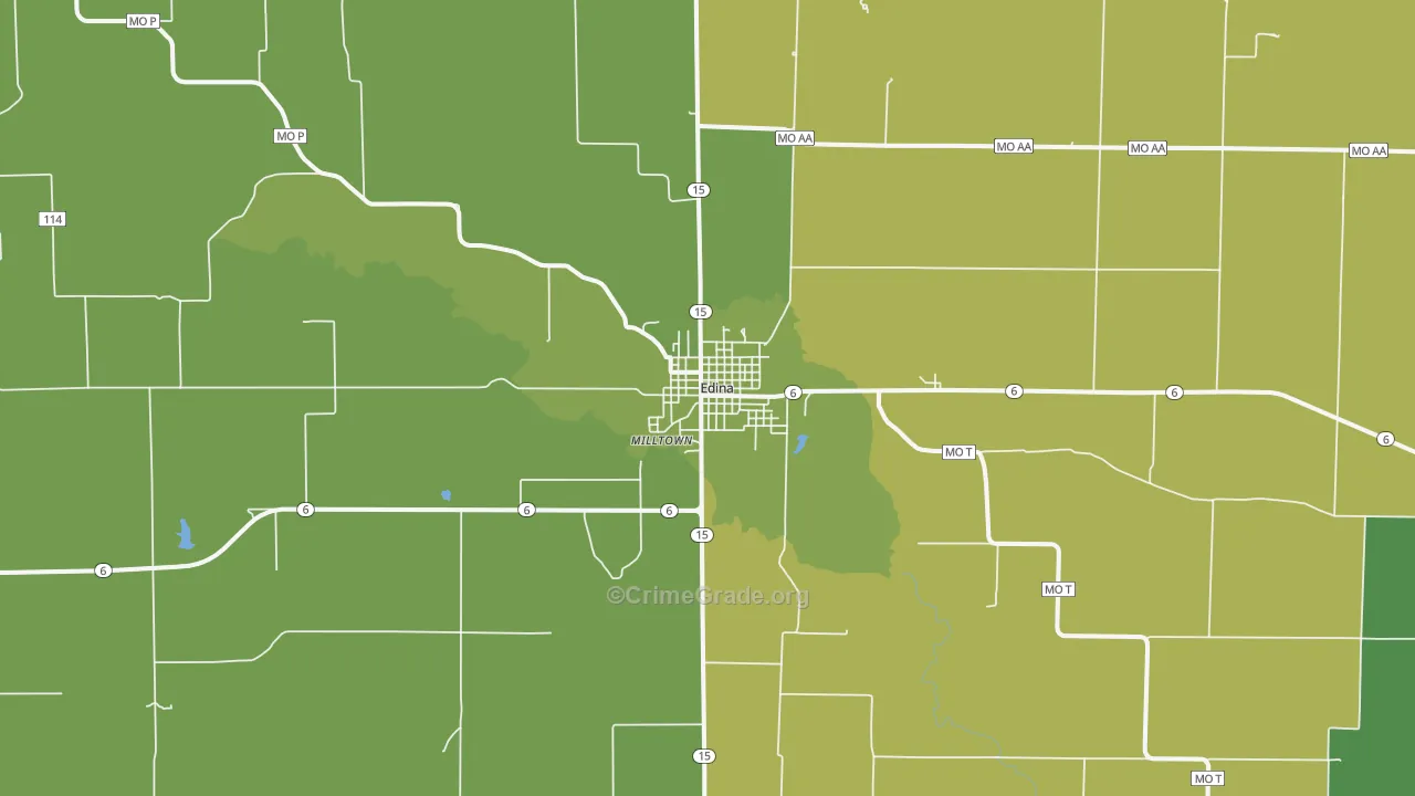 Edina, MO Map of Vehicle Theft Rates