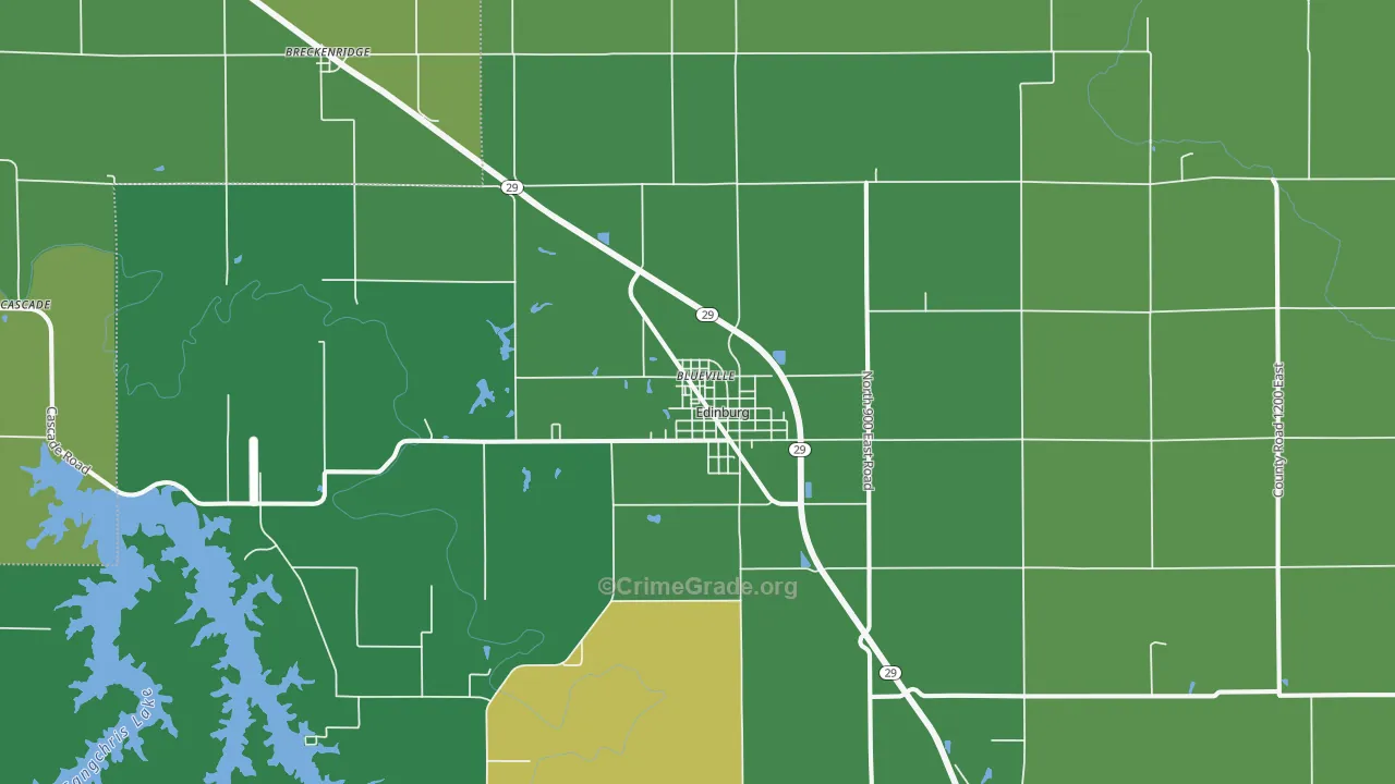 Edinburg, IL Map of Vehicle Theft Rates