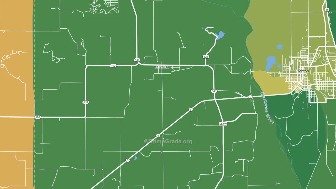 Edinburg, MO Map of Vehicle Theft Rates