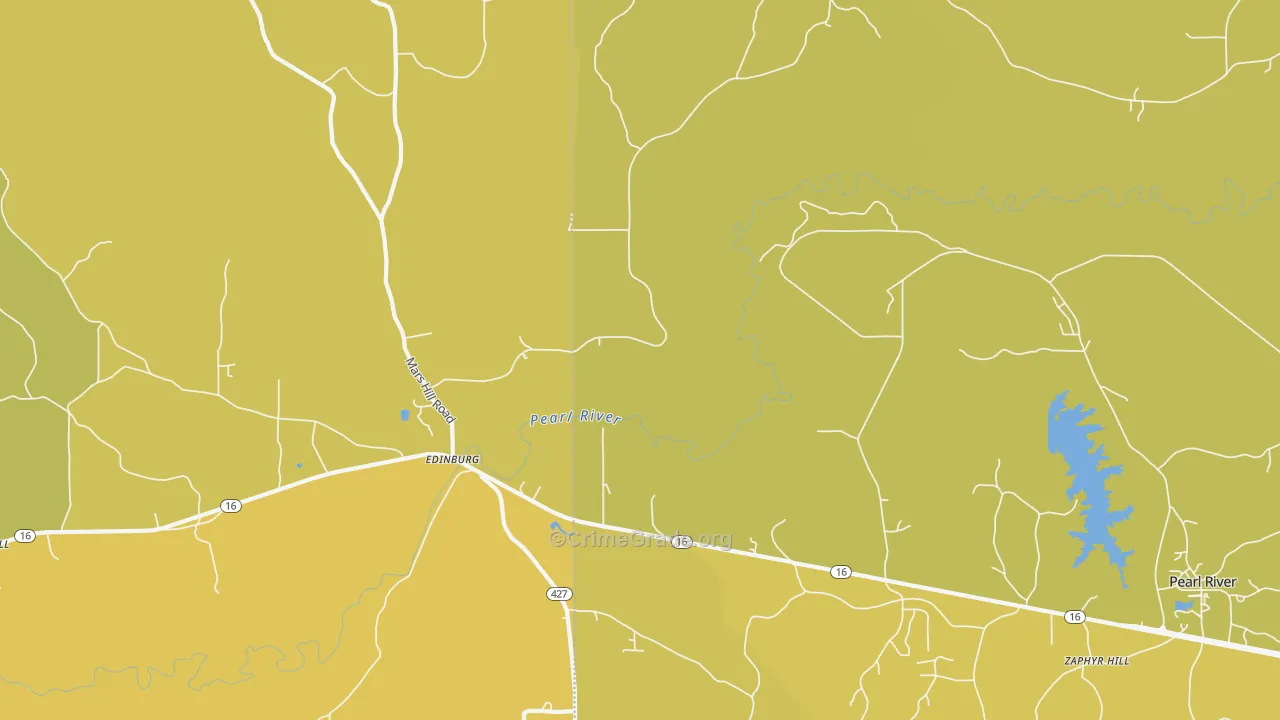 Edinburg, MS Map of Vehicle Theft Rates