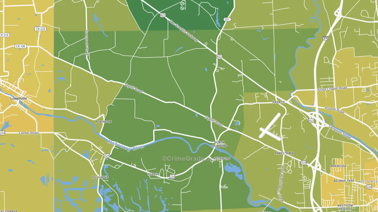 Edinburg, PA Map of Vehicle Theft Rates