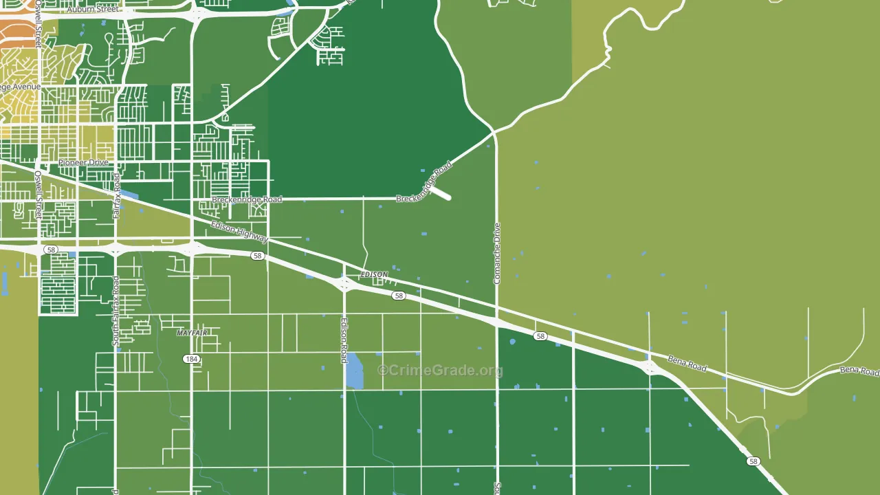 Edison, CA Map of Vehicle Theft Rates