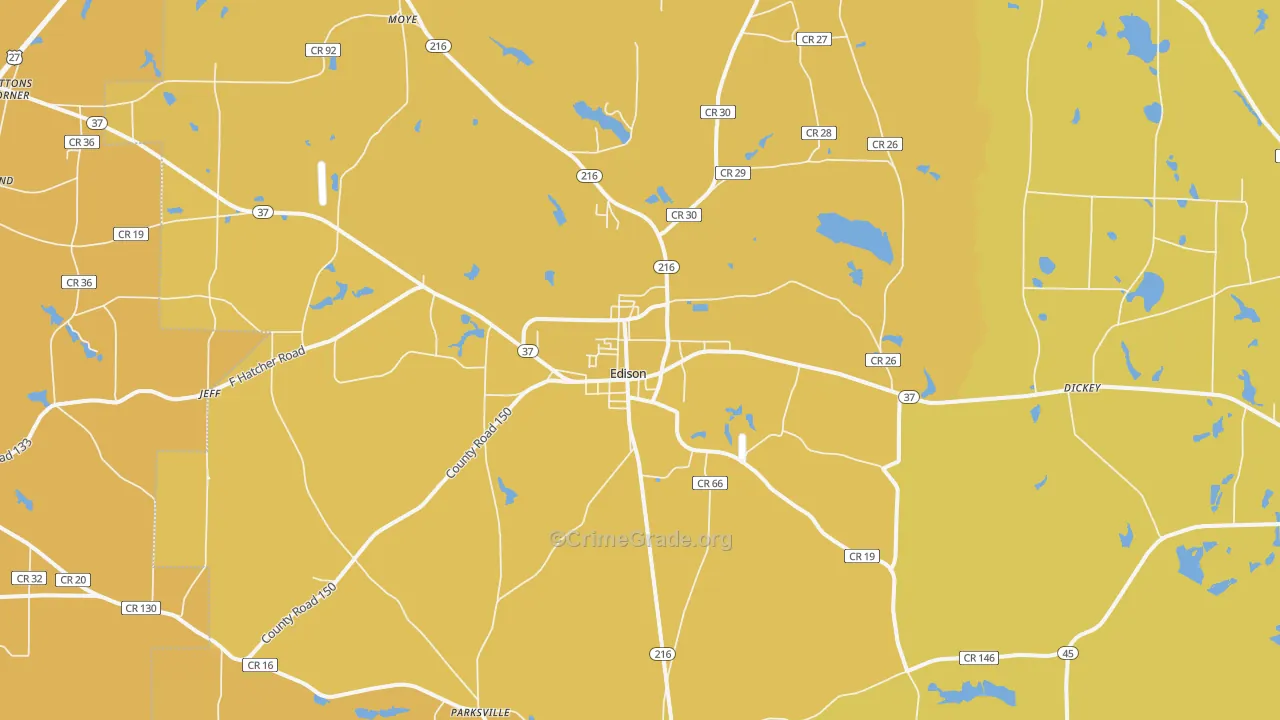 Edison, GA Map of Vehicle Theft Rates