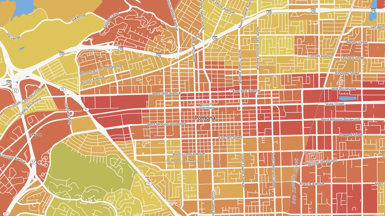 Edison Historic District, Pomona, CA Map of Vehicle Theft Rates