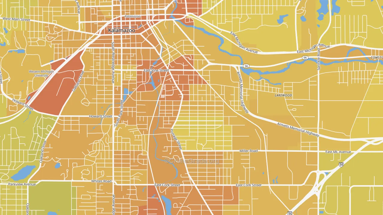 Edison, Kalamazoo, MI Map of Vehicle Theft Rates