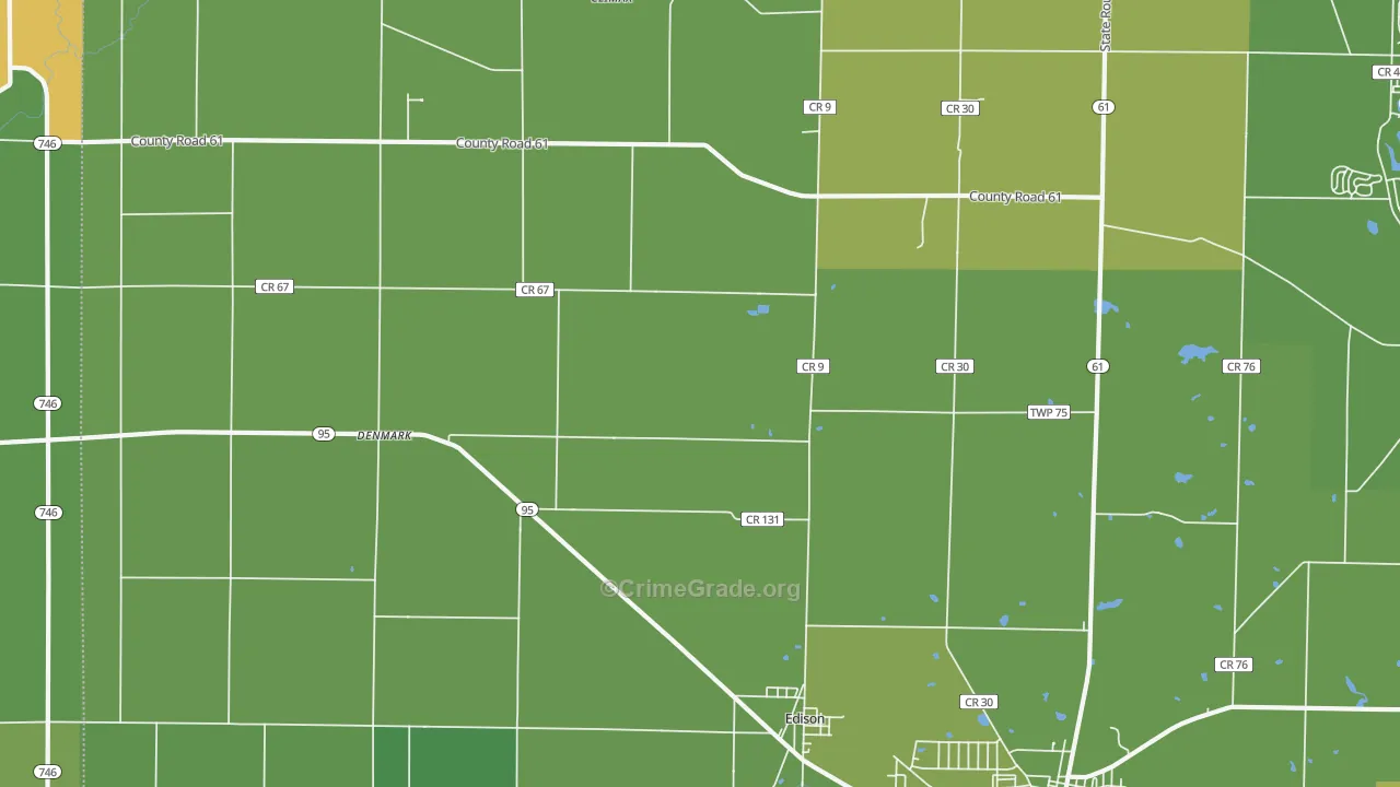 Edison, OH Map of Vehicle Theft Rates