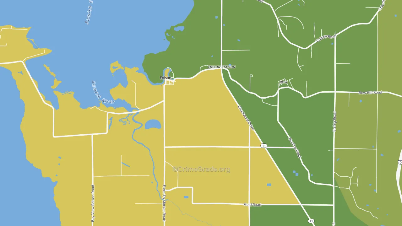 Edison, WA Map of Vehicle Theft Rates