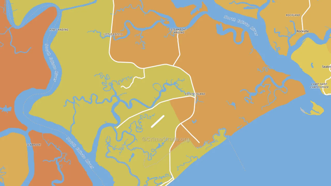 Edisto Island, SC Map of Vehicle Theft Rates