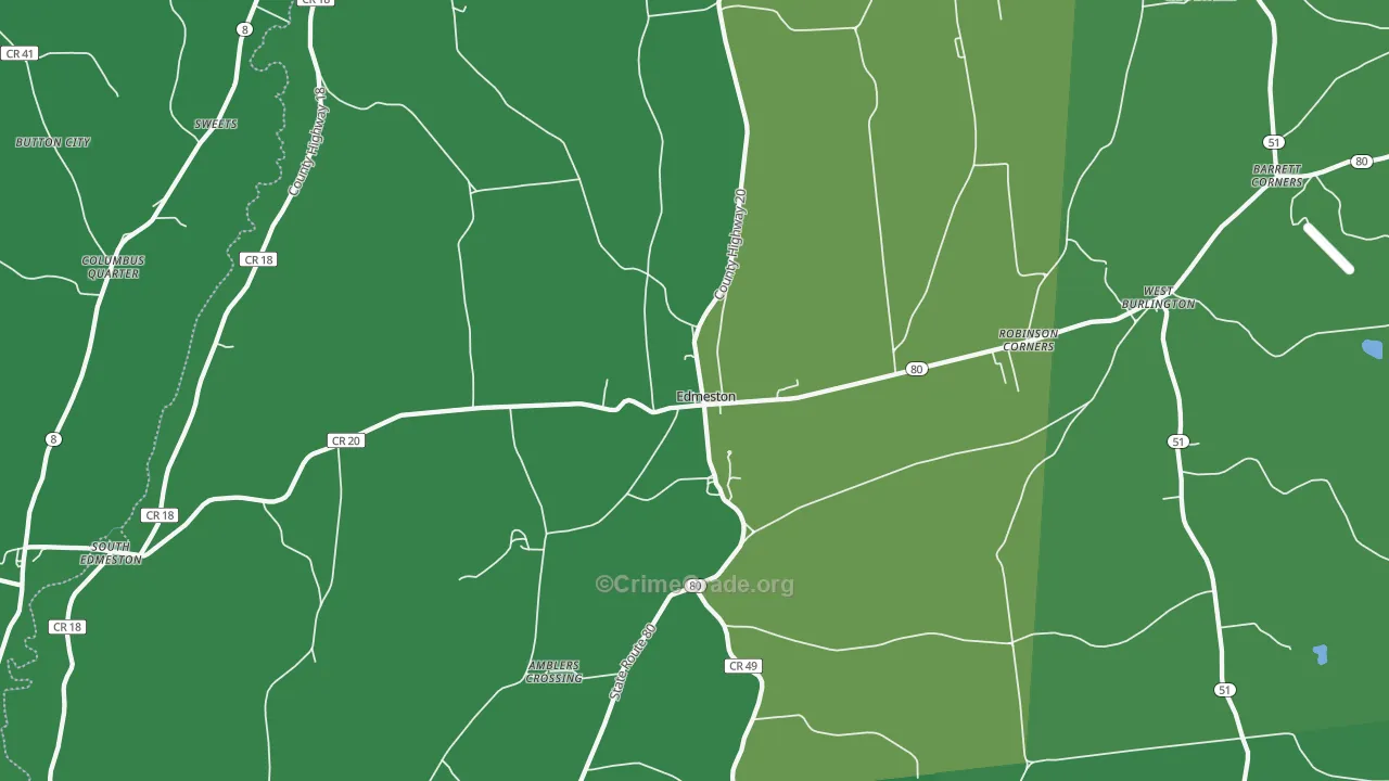 Edmeston, NY Map of Vehicle Theft Rates