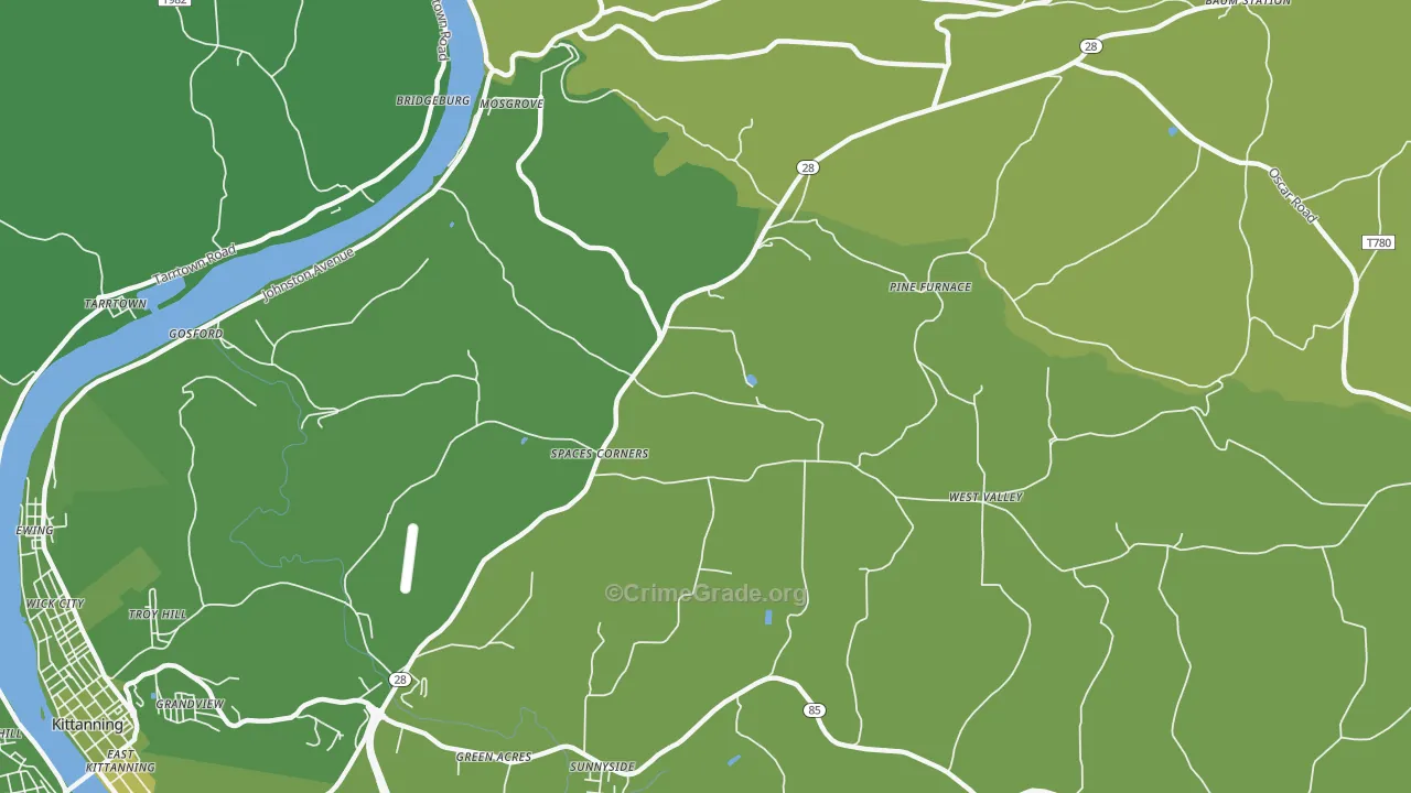Edmon, PA Map of Vehicle Theft Rates