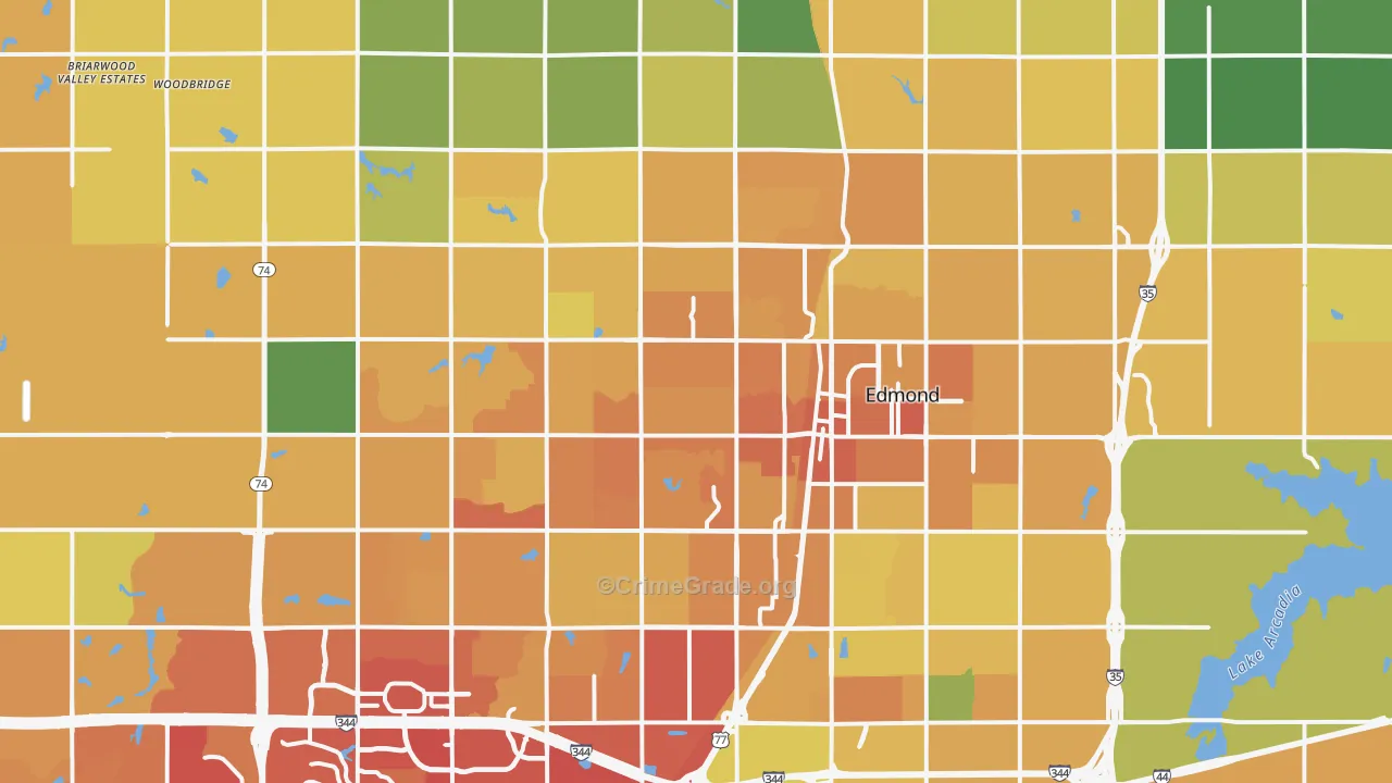 Edmond, OK Map of Vehicle Theft Rates