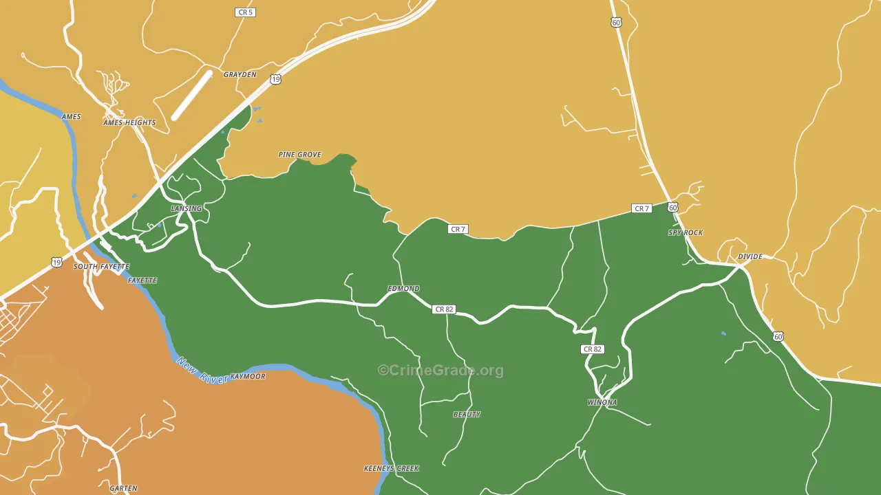 Edmond, WV Map of Vehicle Theft Rates