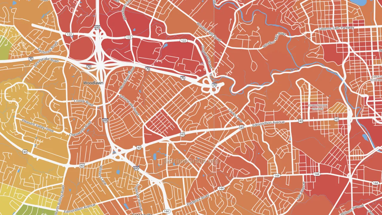 Edmondson Heights, Woodlawn, MD Map of Vehicle Theft Rates