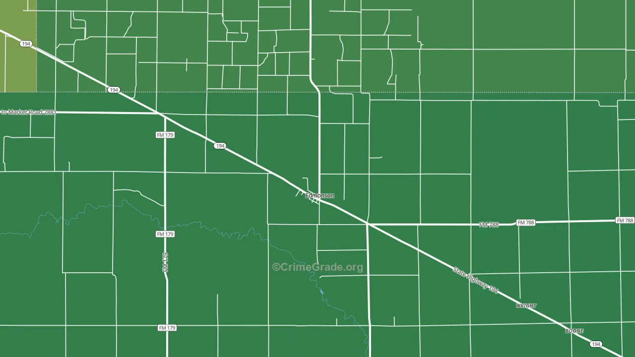 Edmonson, TX Map of Vehicle Theft Rates
