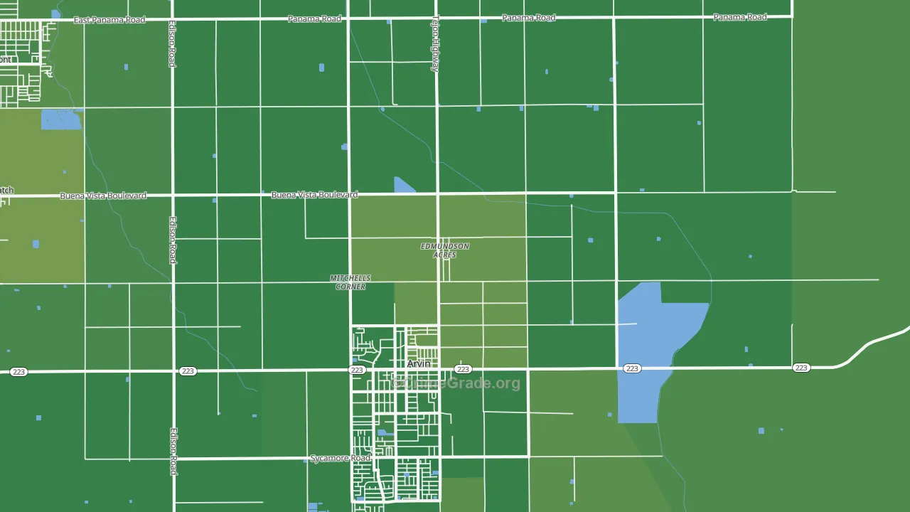 Edmundson Acres, CA Map of Vehicle Theft Rates