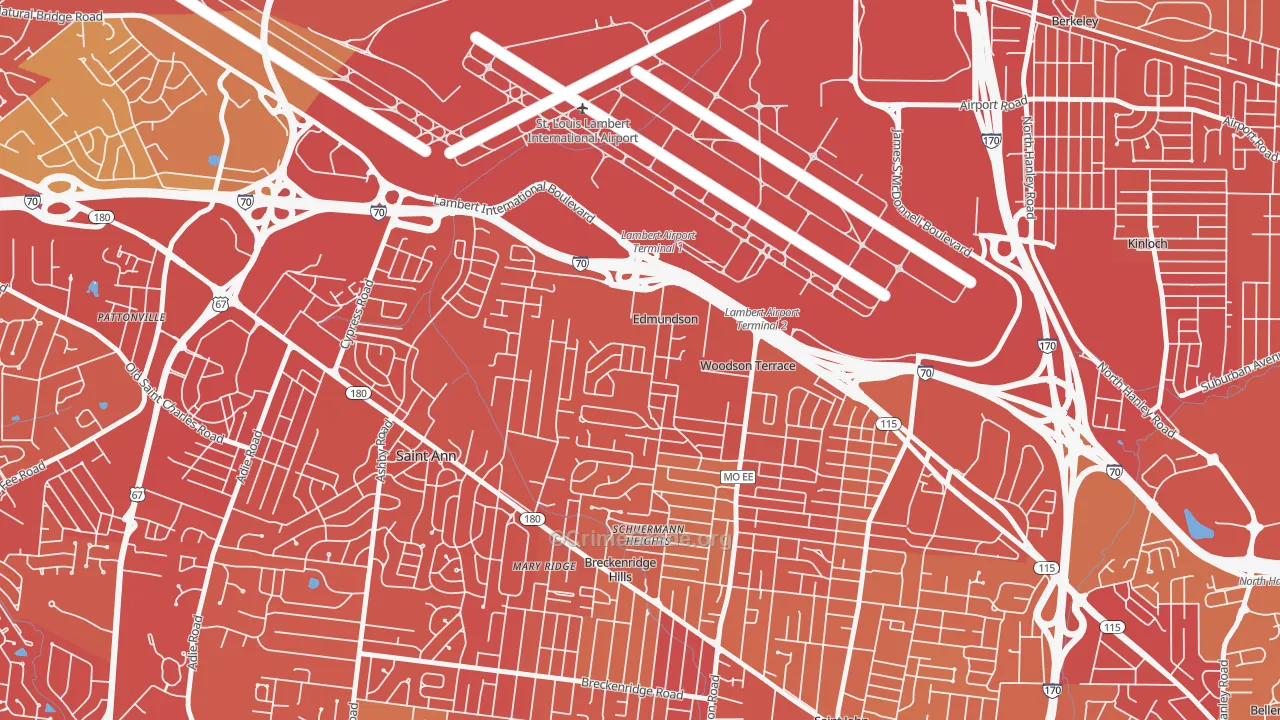 Edmundson, MO Map of Vehicle Theft Rates