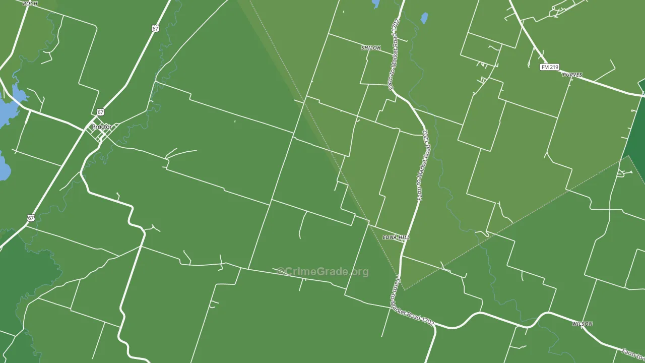 Edna Hill, TX Map of Vehicle Theft Rates