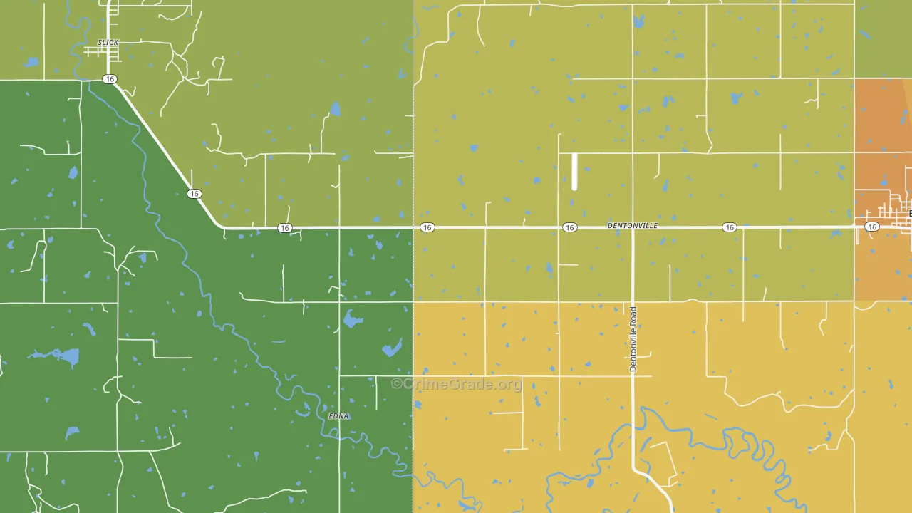 Edna, OK Map of Vehicle Theft Rates