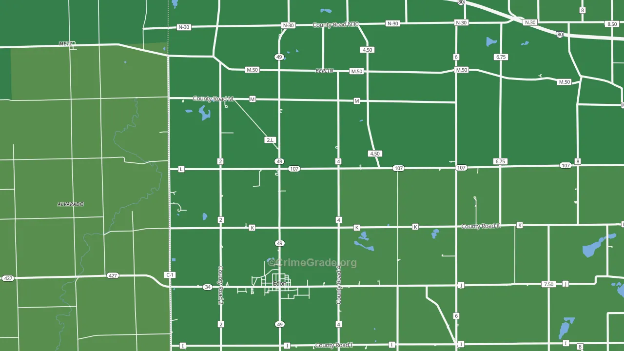 Edon, OH Map of Vehicle Theft Rates