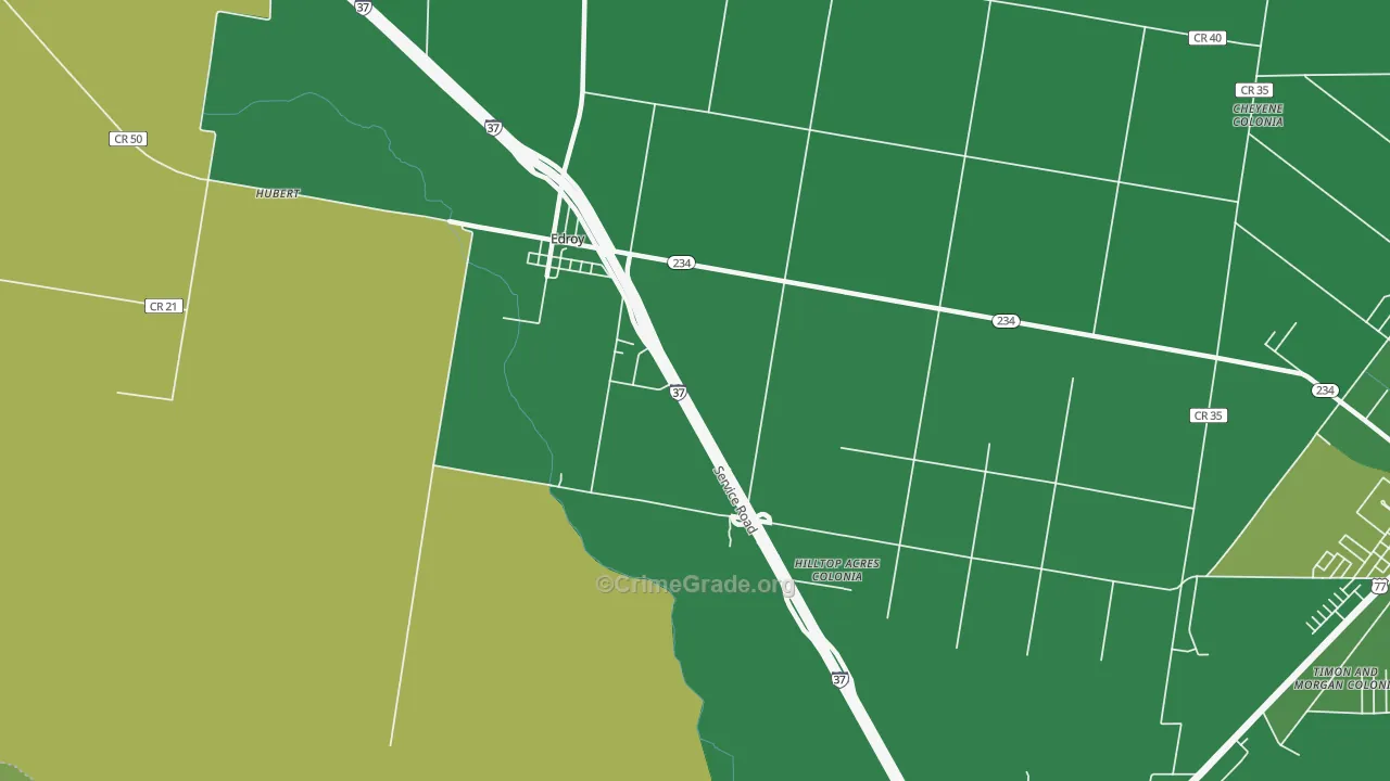 Edroy, TX Map of Vehicle Theft Rates