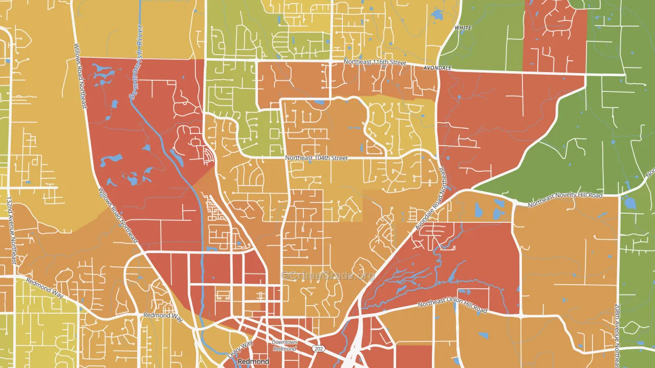 Education Hill, Redmond, WA Map of Vehicle Theft Rates