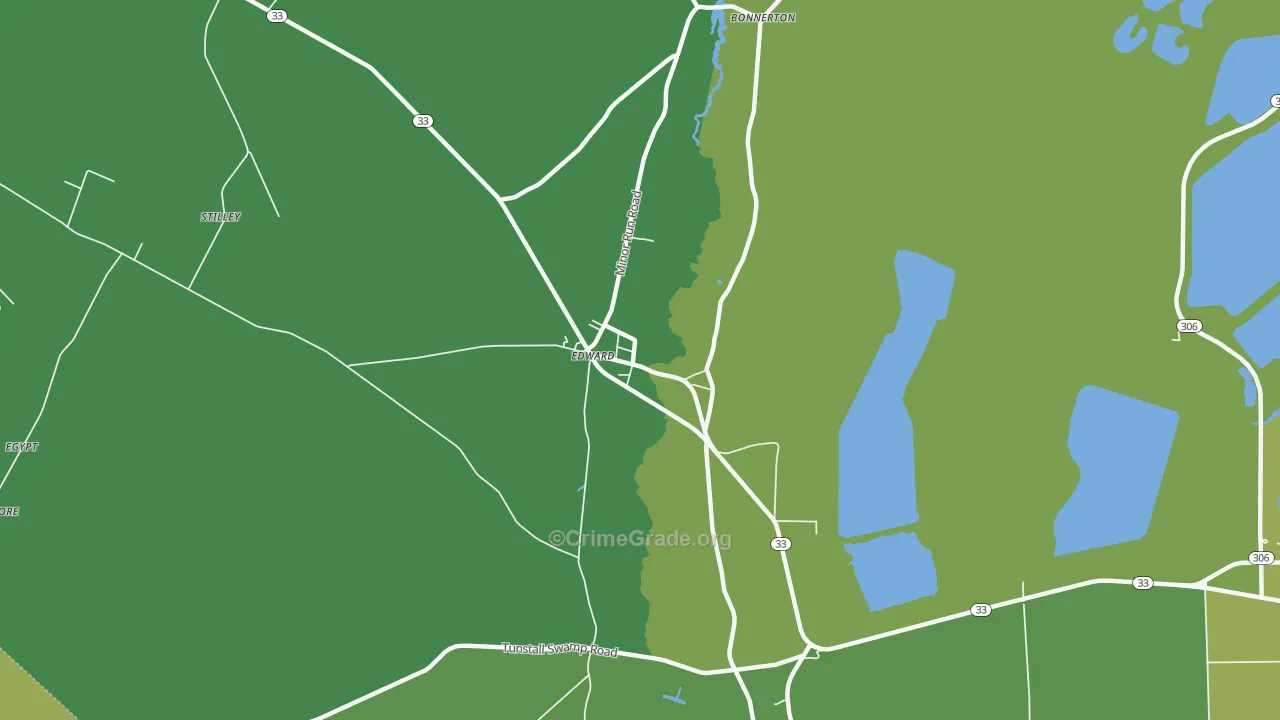 Edward, NC Map of Vehicle Theft Rates