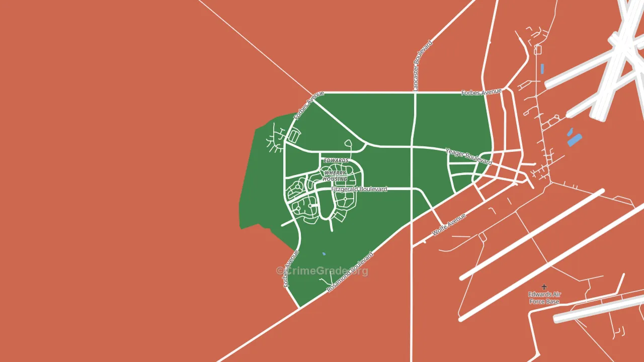 Edwards AFB, CA Map of Vehicle Theft Rates
