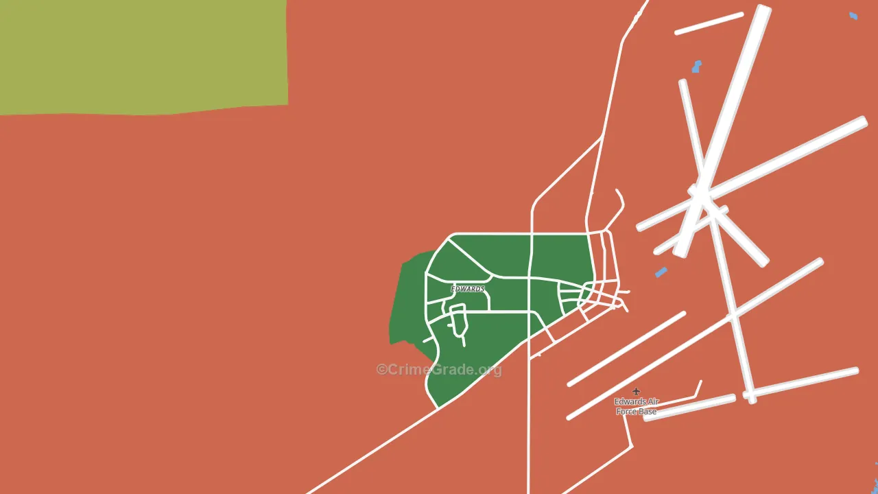 Edwards, CA Map of Vehicle Theft Rates
