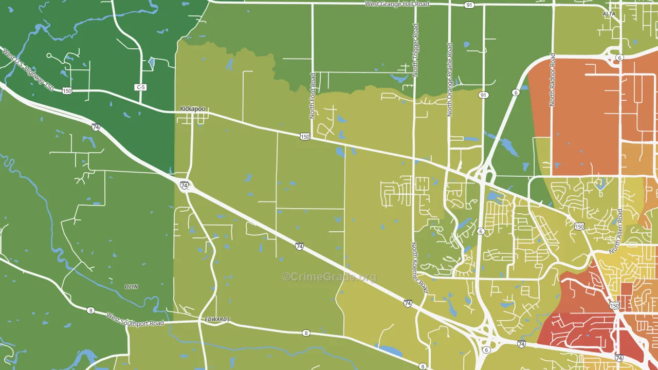 Edwards, IL Map of Vehicle Theft Rates