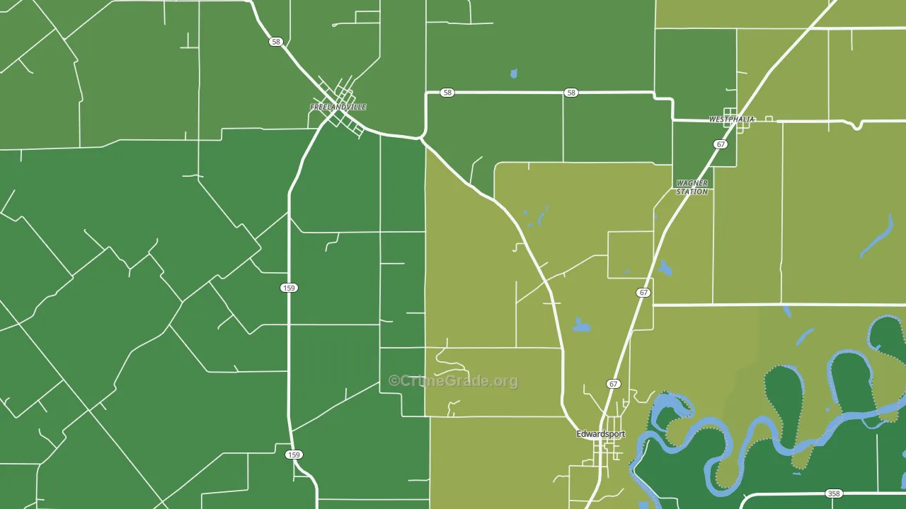 Edwardsport, IN Map of Vehicle Theft Rates