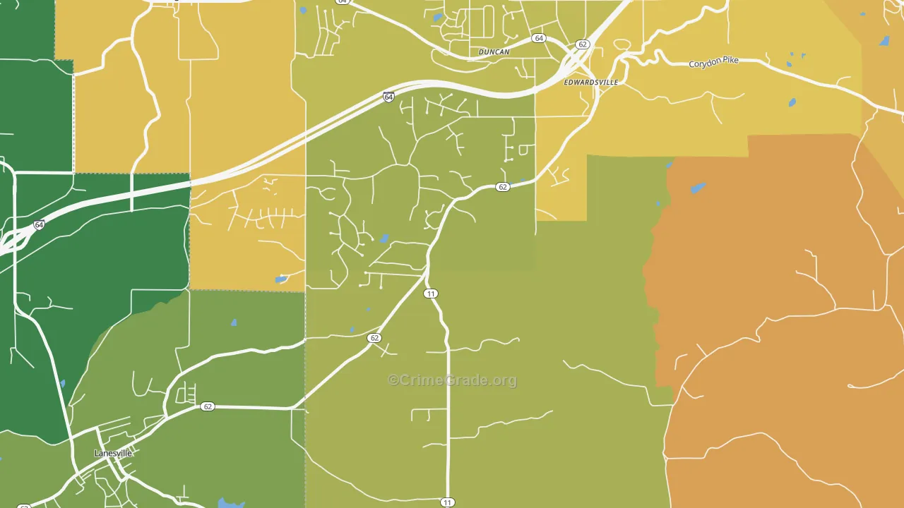 Edwardsville, IN Map of Vehicle Theft Rates