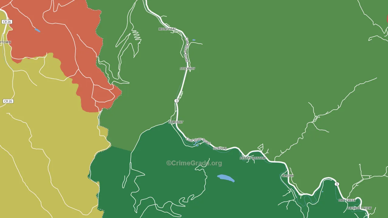 Edwight, WV Map of Vehicle Theft Rates