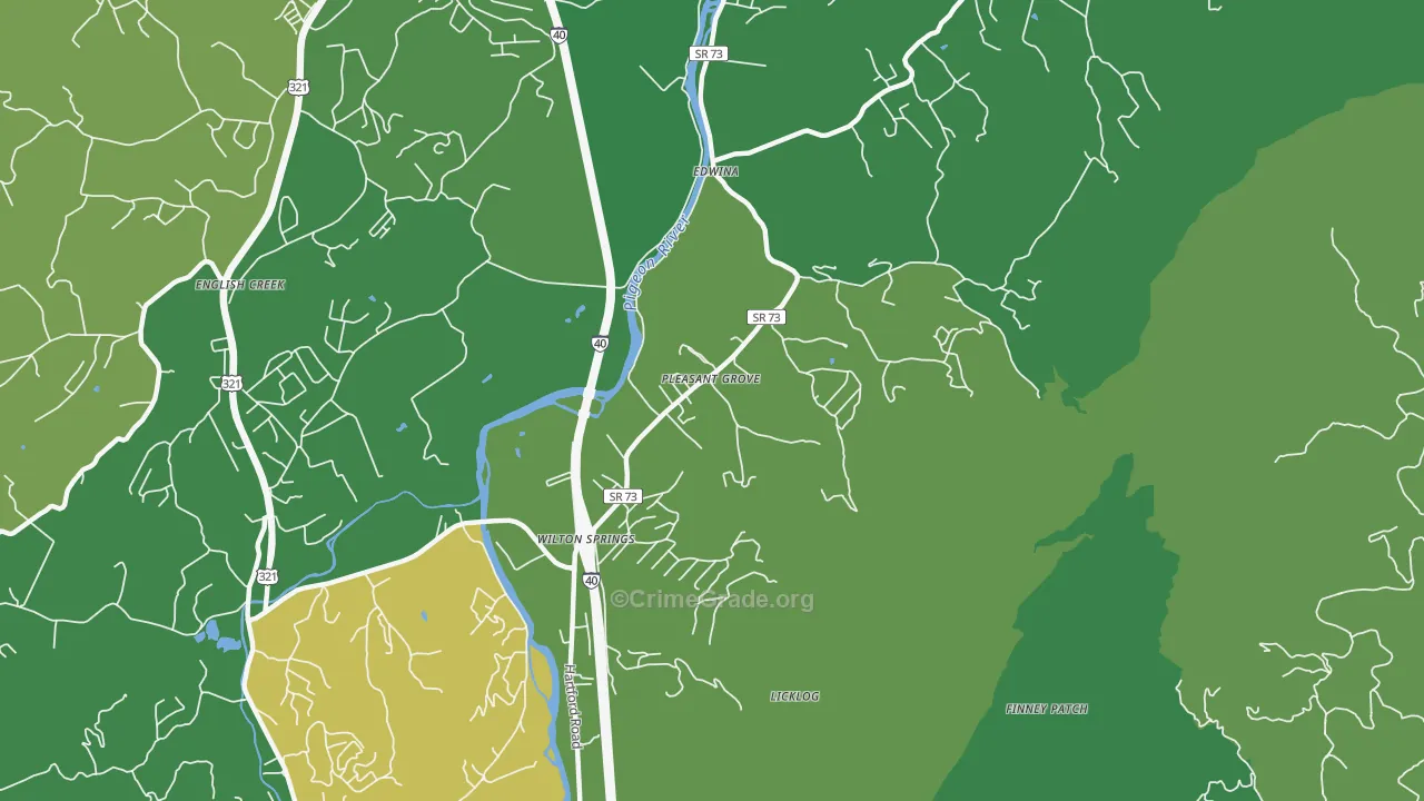 Edwina, TN Map of Vehicle Theft Rates