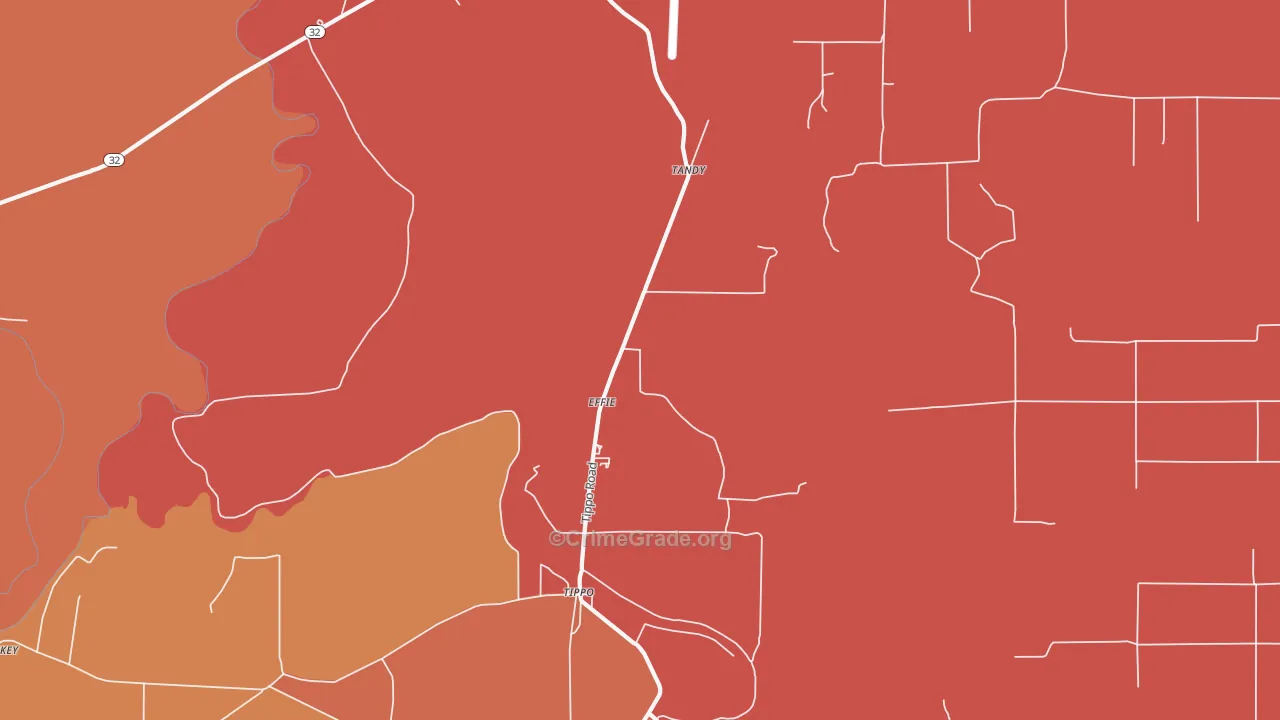 Effie, MS Map of Vehicle Theft Rates