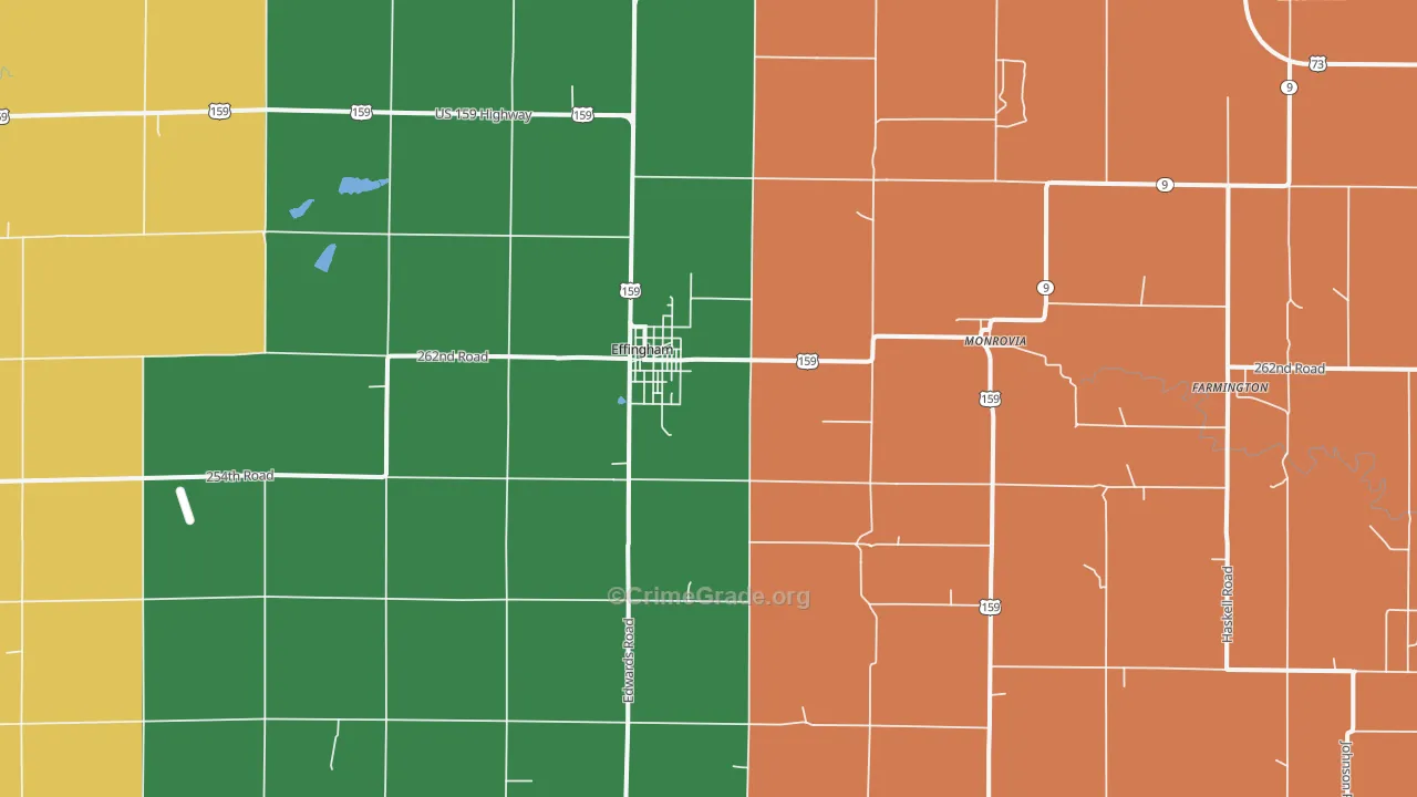 Effingham, KS Map of Vehicle Theft Rates