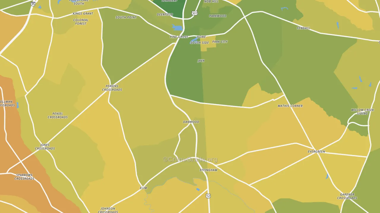 Effingham, SC Map of Vehicle Theft Rates