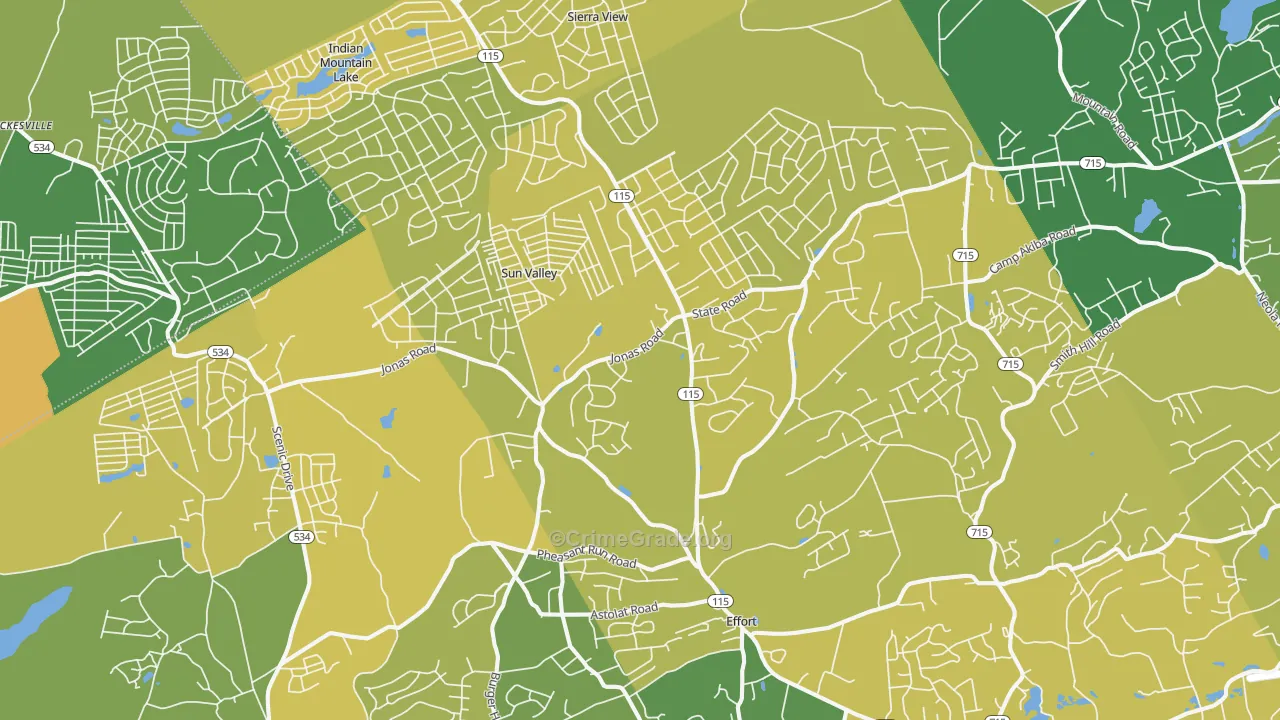 Effort, PA Map of Vehicle Theft Rates