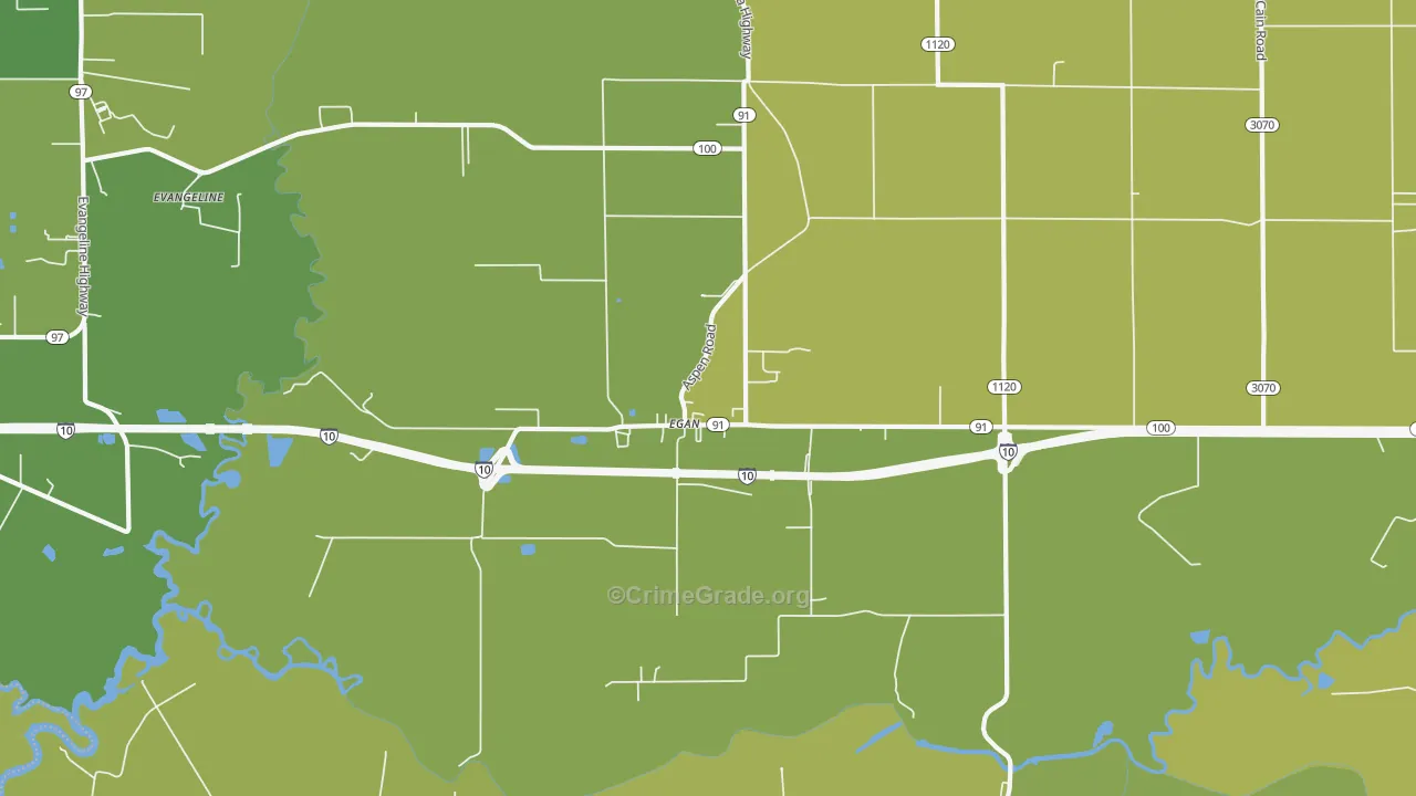 Egan, LA Map of Vehicle Theft Rates