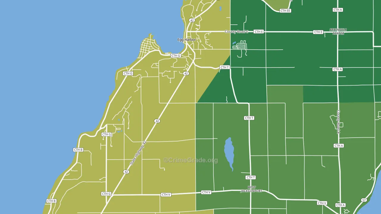 Egg Harbor, WI Map of Vehicle Theft Rates