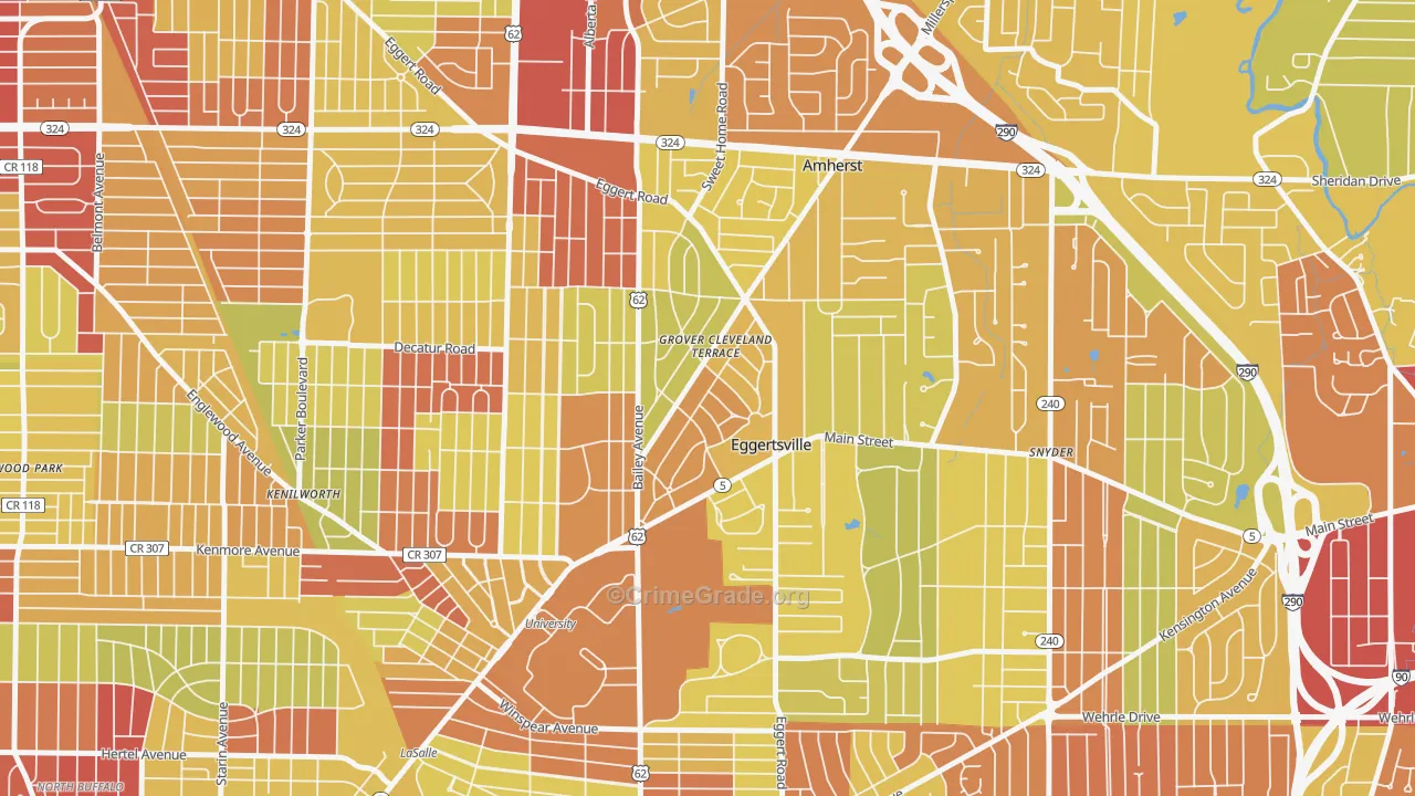 Eggertsville, NY Map of Vehicle Theft Rates