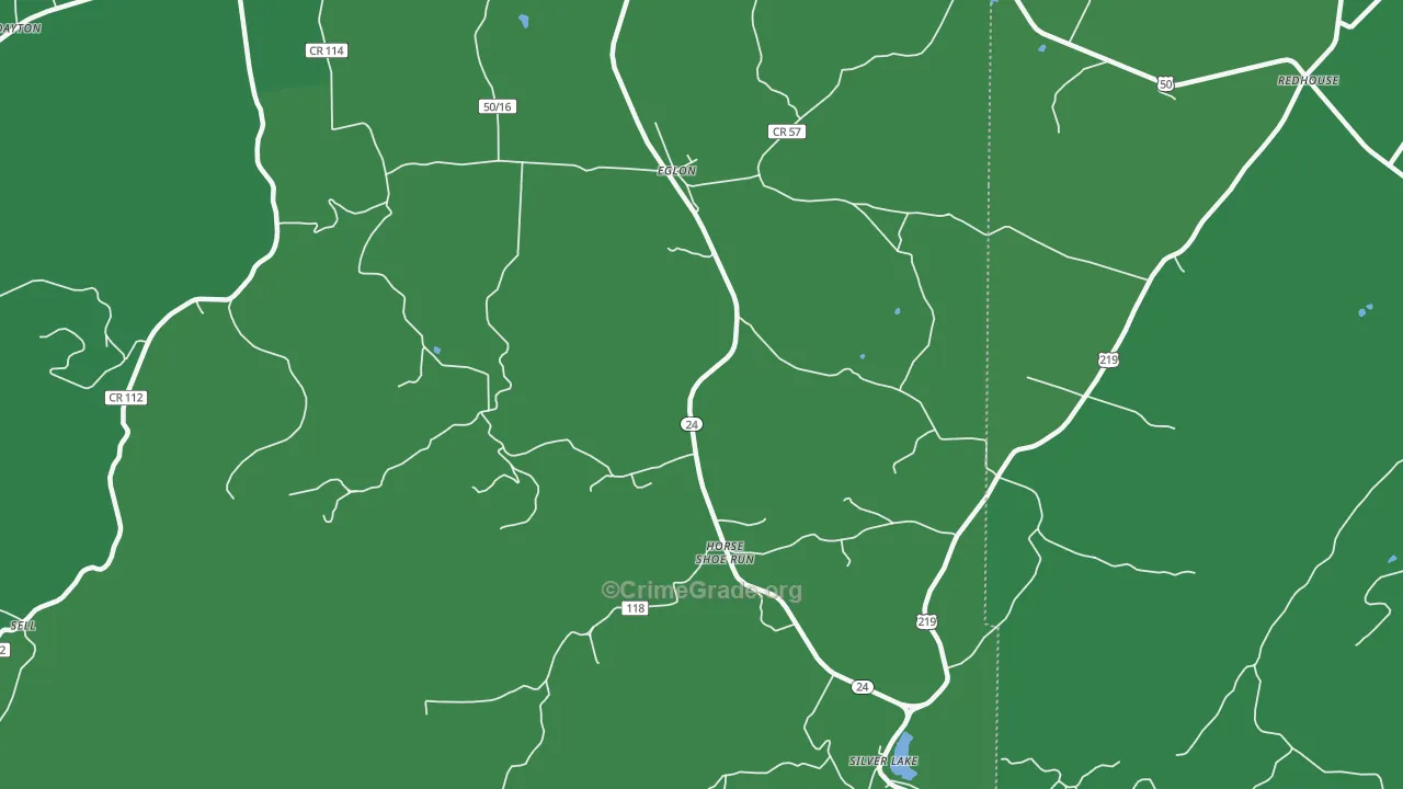 Eglon, WV Map of Vehicle Theft Rates