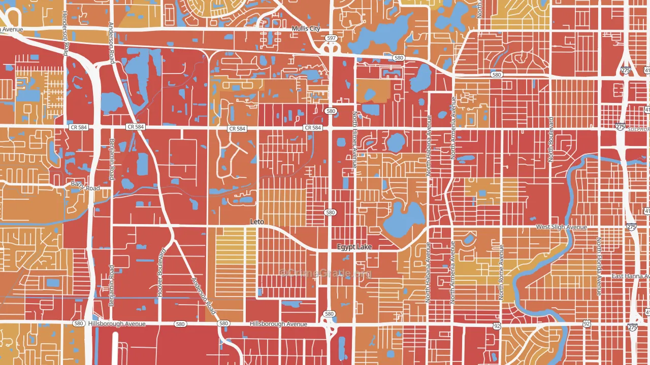 Egypt Lake-Leto, FL Map of Vehicle Theft Rates