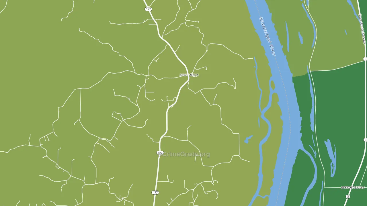 Egypt Mills, MO Map of Vehicle Theft Rates