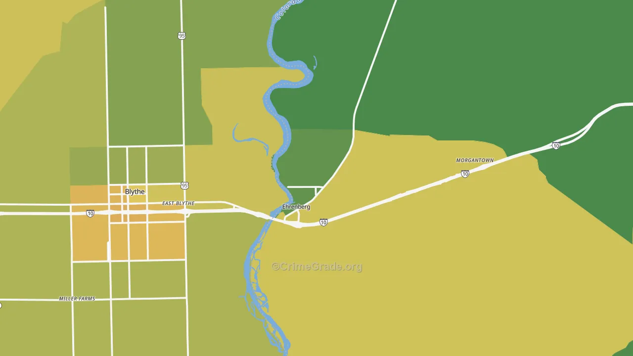 Ehrenberg, AZ Map of Vehicle Theft Rates