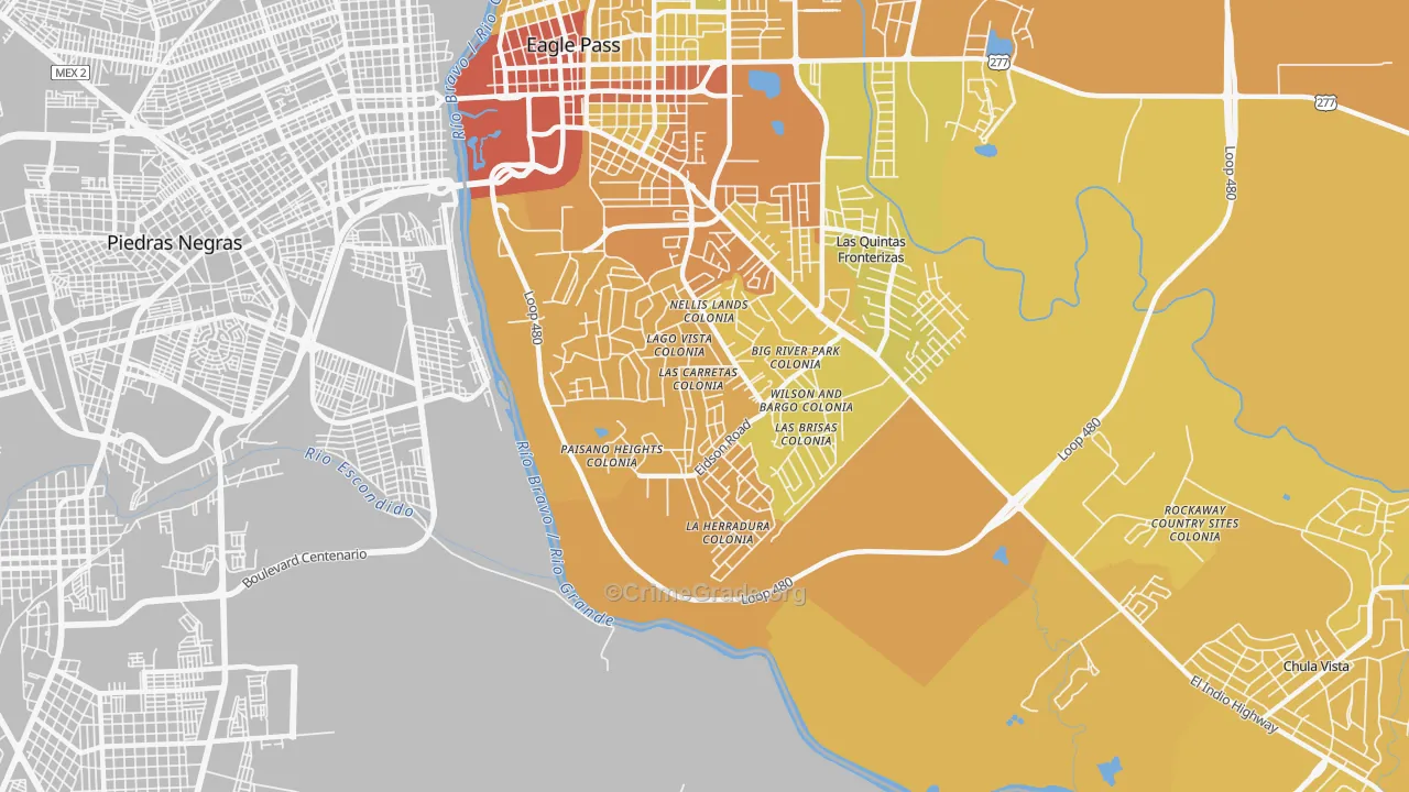 Eidson Road, TX Map of Vehicle Theft Rates